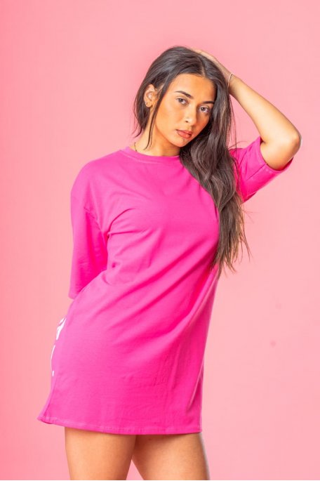 Tee-shirt oversize inscription au dos rose
