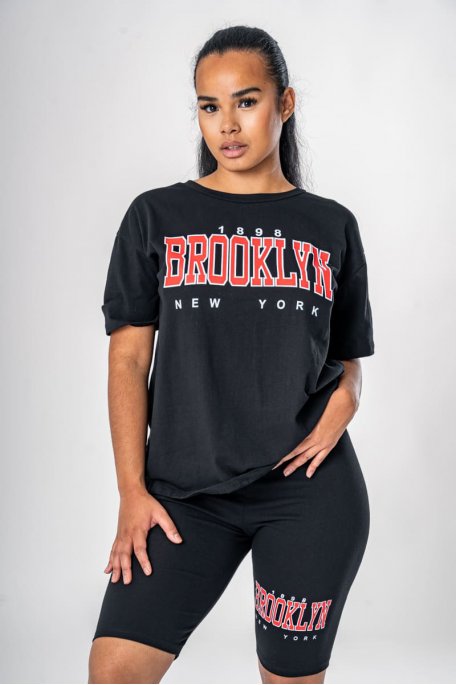 Brooklyn black cycling tee-shirt set