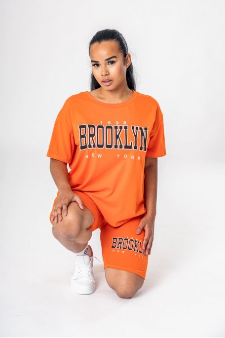 Brooklyn orange cycling tee-shirt set