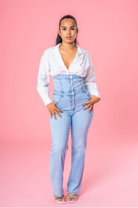 Blue high-waisted corset jeans