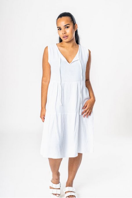 Ärmelloses Kleid Gas aus weißer Baumwolle