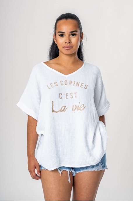 White cotton gas tee-shirt
