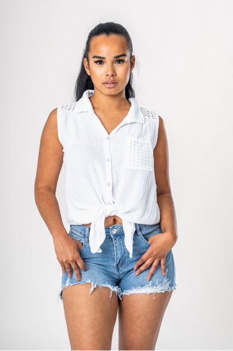 White cotton gauze top