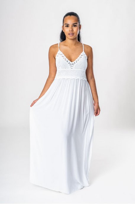 White lace top dress
