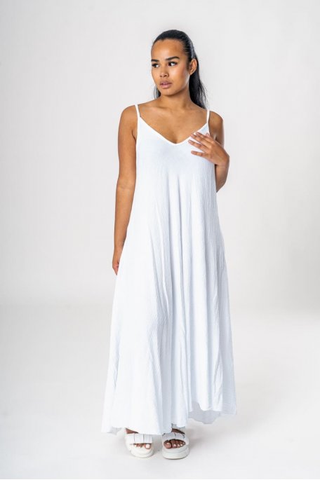 Robe longue fluide fines bretelles blanc