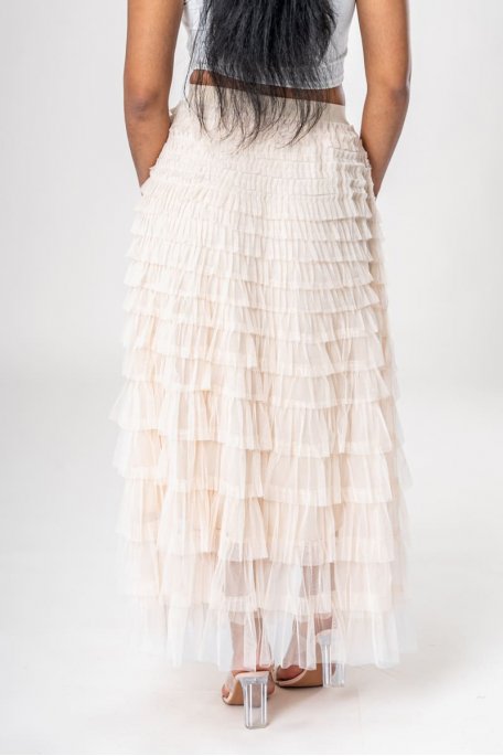 Beige long deals ruffle skirt