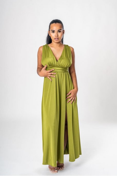 Robe de soirée longue dos-nu vert