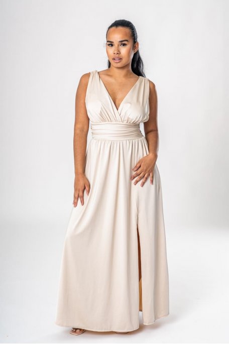 Long beige halter dress