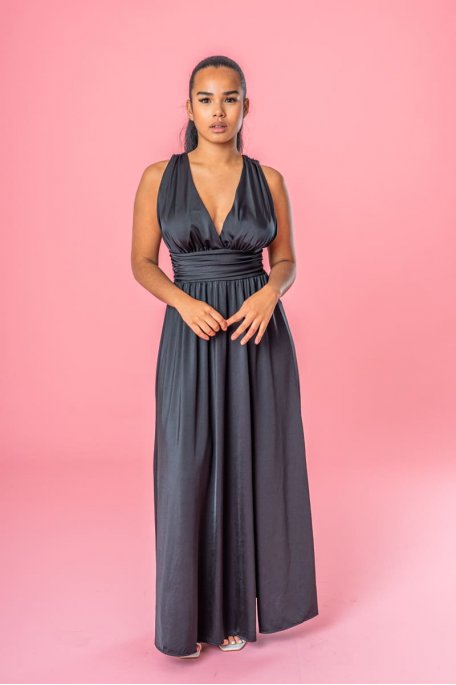 Long black halter evening dress