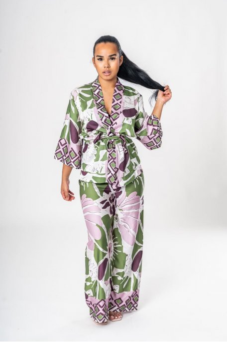 Kimono-Set zum Binden und grüne Hose