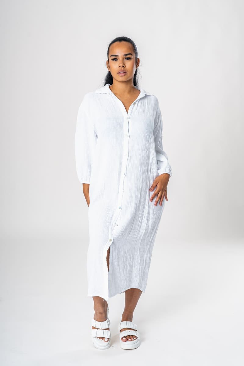 Chemise De Plage À Manches Longues Blanche Sans Bikini Robe - Temu