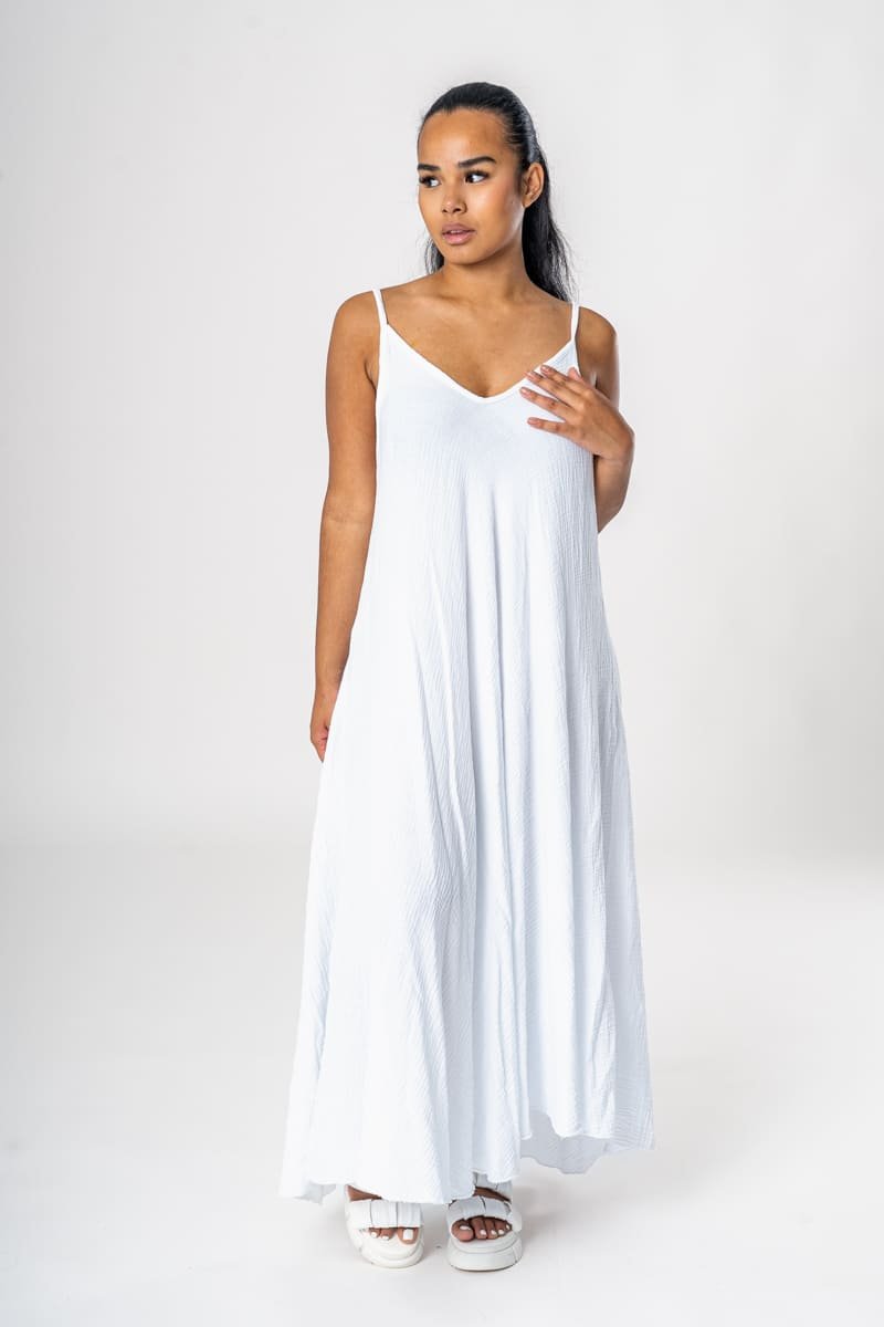 Robe bretelles fines gaze de coton blanc Cinelle Paris mode
