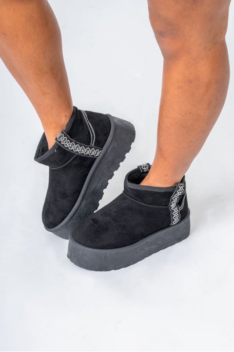 Short black platform ankle boots