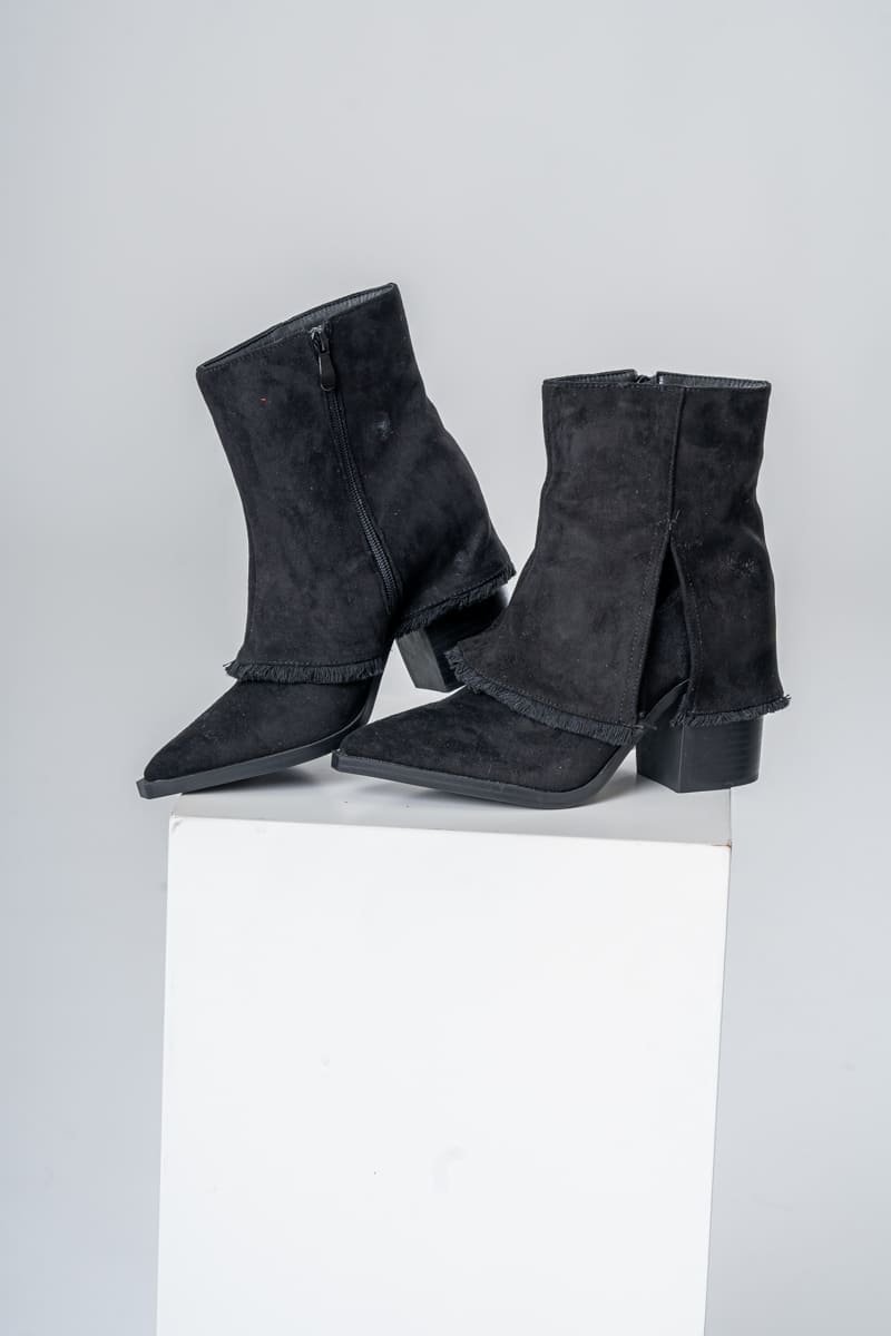 Bottines a talons rabat denim noir Cinelle Paris mode femme tendance