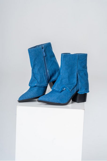 Stiefeletten mit Absätzen spitz zulaufendes Revers blau