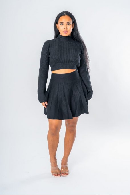 Short black woven skirt Cinelle Paris fashion for women
