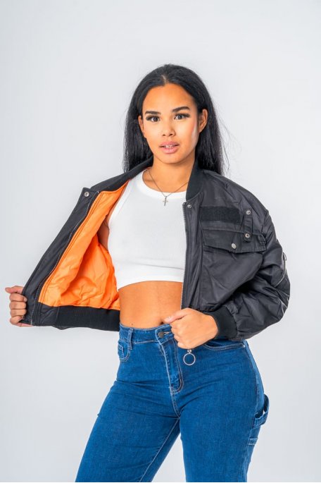 Bomber court coloris noir - vue détails
