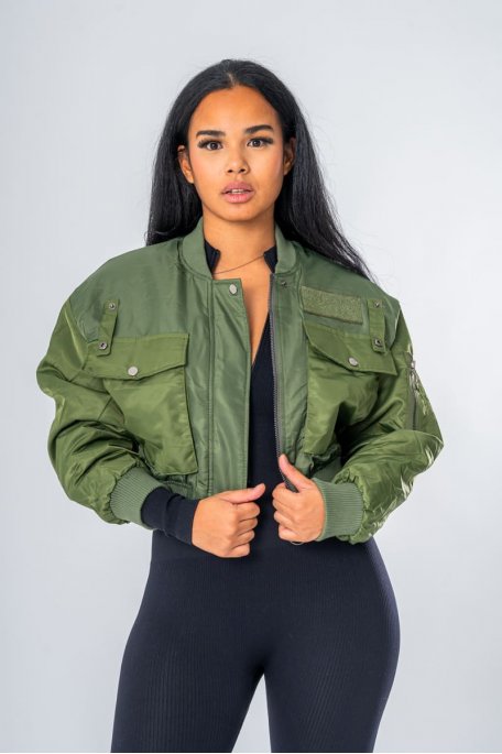 Khaki short bomber