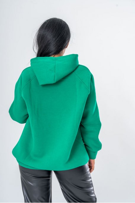 Sweat à capuche inscriptions Los Angeles coloris vert - vue dos