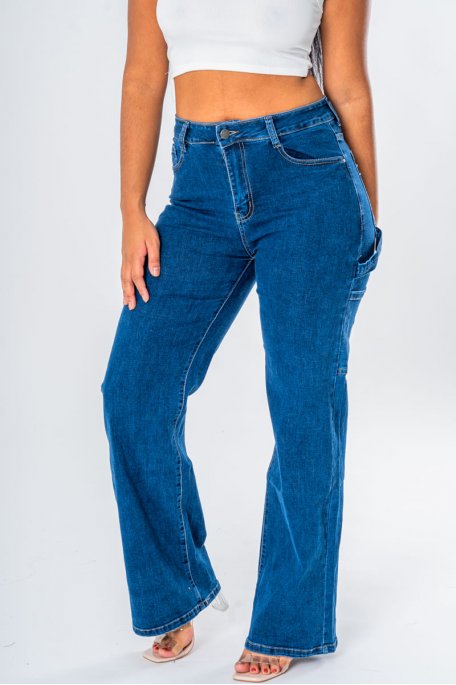 Weite Jeans mit Cargotaschen blau