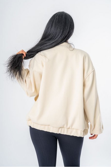 Veste droite à poches coloris beige - vue dos