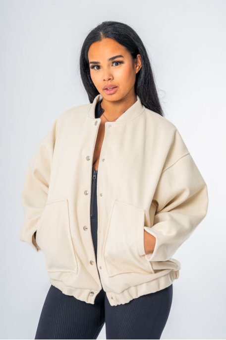 Veste droite à poches coloris beige - vue face