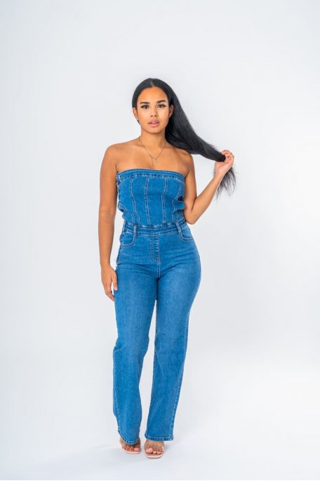 Bustier-Jumpsuit Denim blau