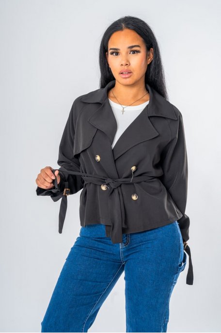 Black belted fitted jacket