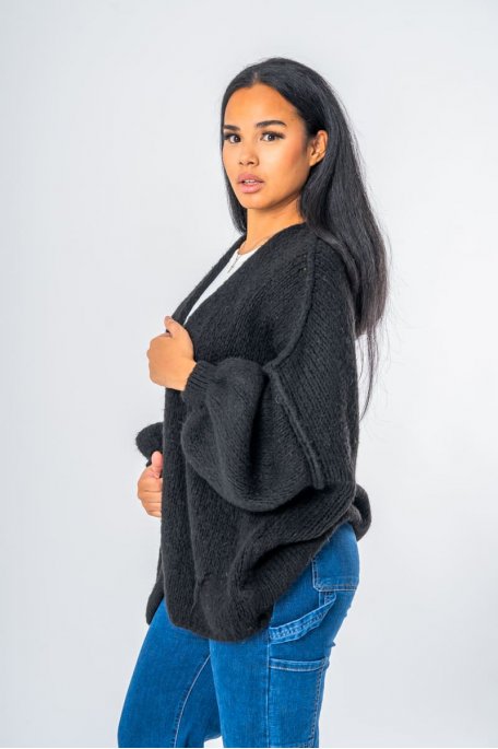 Halblange Oversize-Weste schwarz