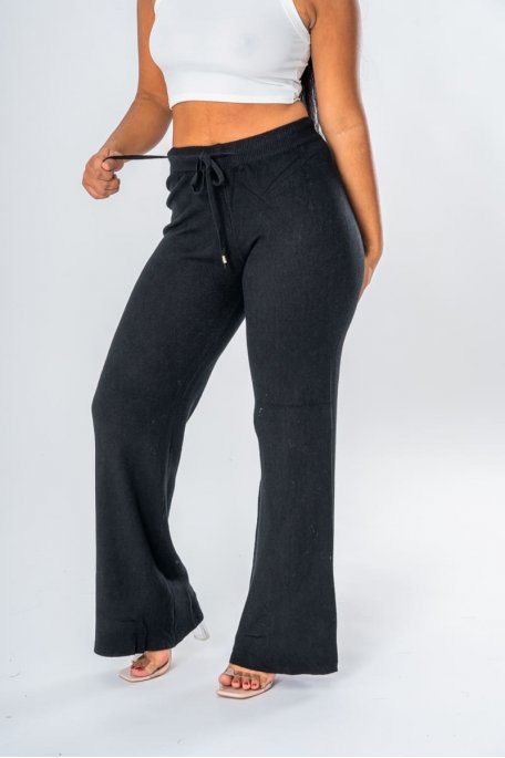 Pantalon en maille fluide noir - vue face