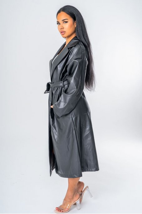 Trench simili cuir online noir femme