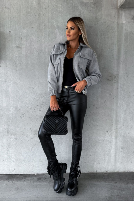 Veste bomber à poches rabats et à zip coloris blanc - vue face