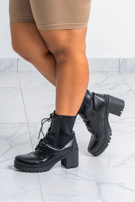 Black lace-up ankle boots