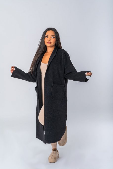 Black long oversize coat