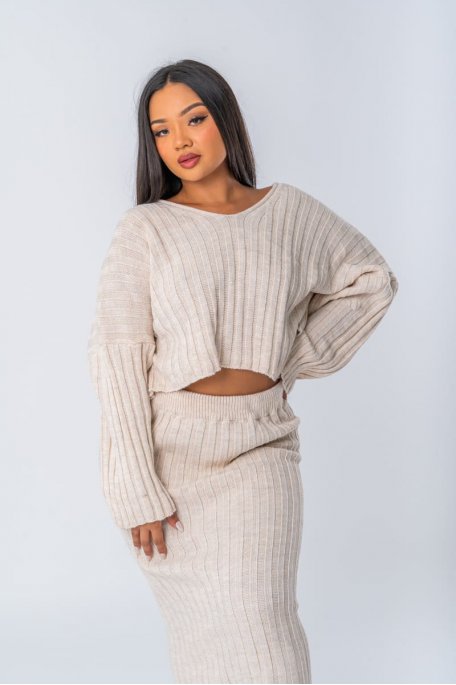 Ensemble pull jupe maille new arrivals