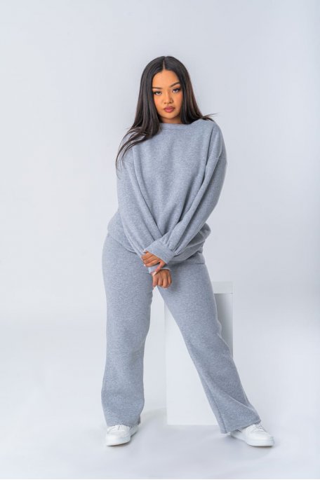 Ensemble coloris gris jogging oversize - vue face full look