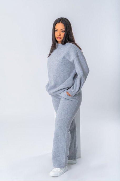 Ensemble coloris gris jogging oversize - vue profil