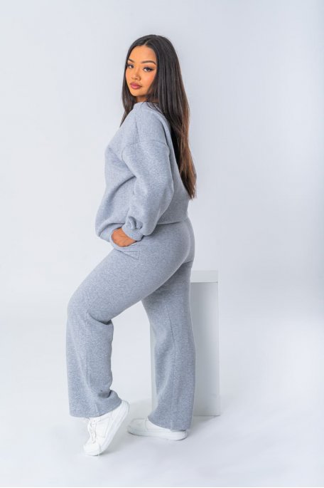 Ensemble coloris gris jogging oversize - vue profil full