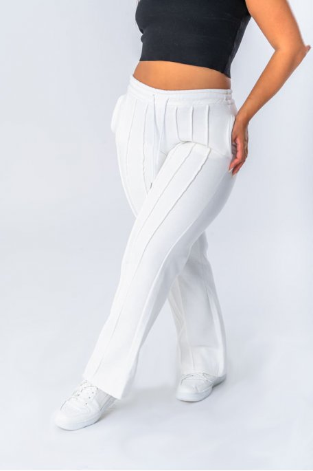 Pantalon de jogging coupe droite coloris blanc - vue profil