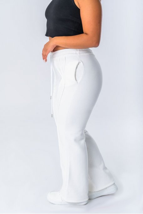 Pantalon de jogging coupe droite coloris blanc - vue côté