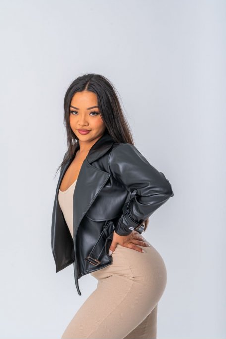 Veste courte on sale simili cuir femme