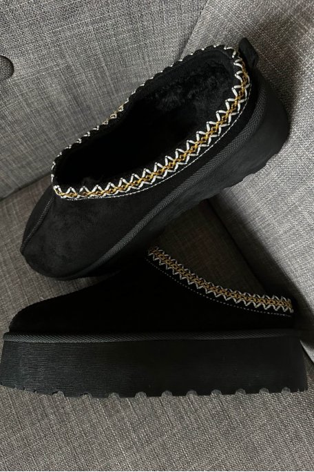 Black platform mules