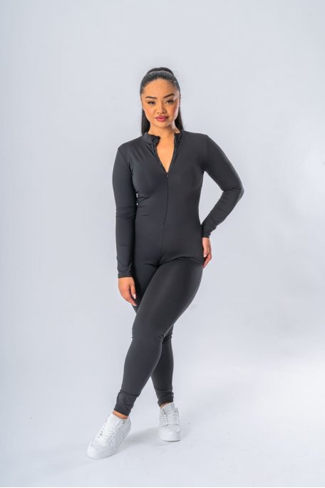Eng anliegender Zip-Overall schwarz