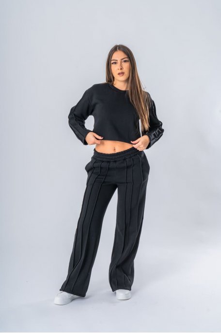 Sweatshirt Jogginganzug mit Streifen schwarz