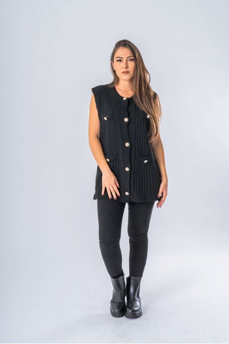 copy of Beige knitted sleeveless cardigan