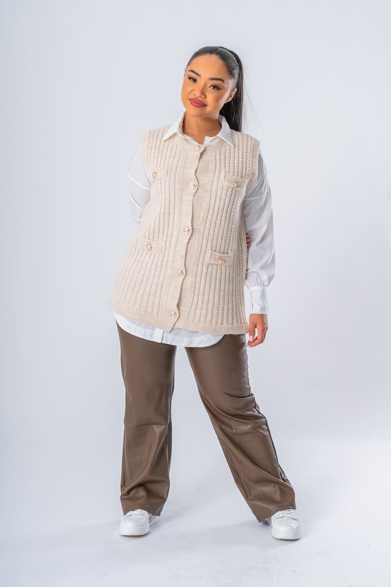 Beige deals sleeveless cardigan