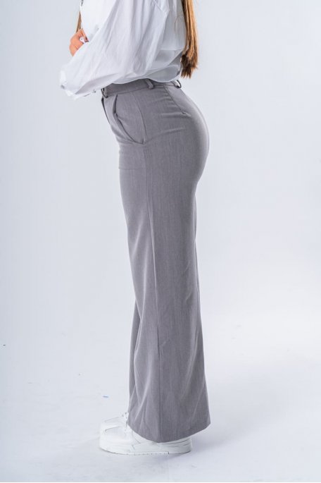 Pantalon de tailleur large gris - vue profil