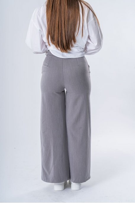 Pantalon de tailleur large gris - vue dos