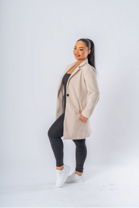copy of Beige long coat with roll-up sleeves