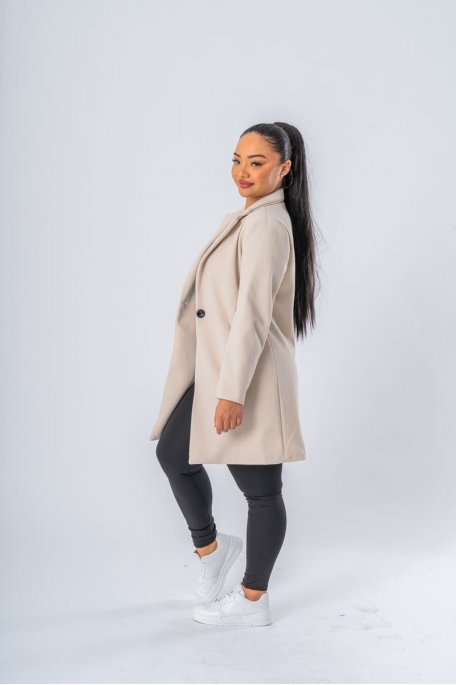 Manteau court beige - vue entier